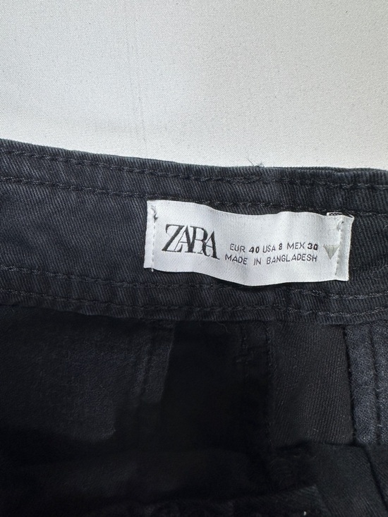 Zara Cargo Pants Black Straight Leg Utility Patch Pocket Size 8 - Picture 4 of 7